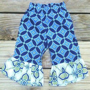 Little Girls Ruffed Fancy Pants Baxter & Beatrice Size 2T Blue White Green NEW